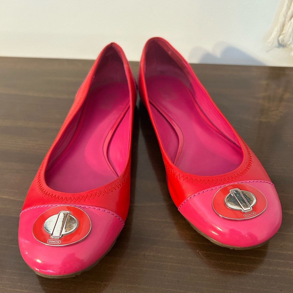 COACH Y2K Red and Pink Flats